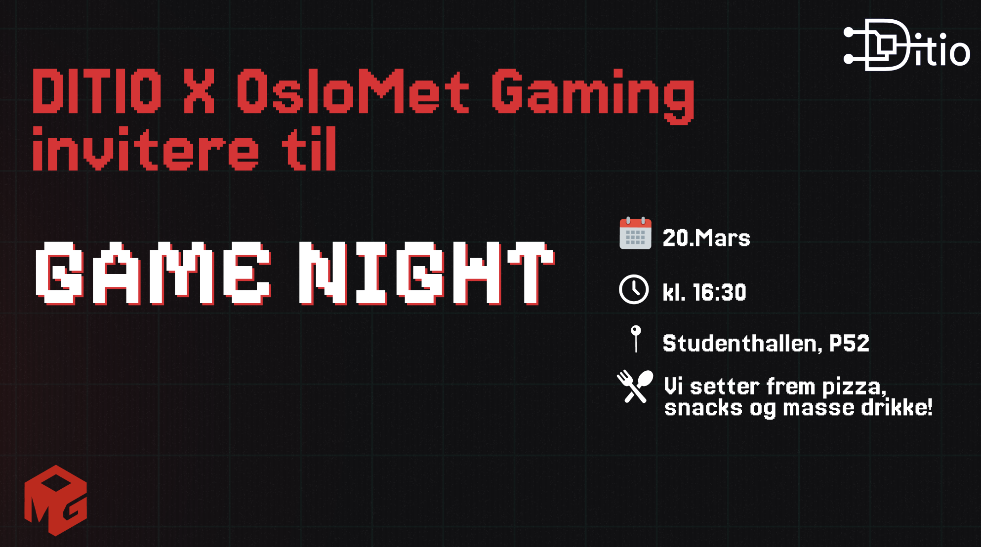 Plakat med Game night info